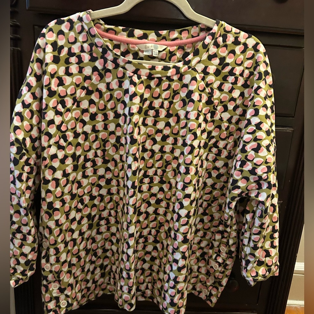 NWOT Boden Cotton Top pullover US18  heavy cotton knit 3/4 Sleeve Button detail